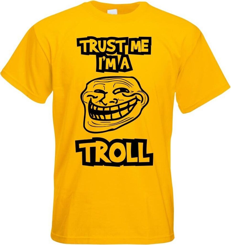 Kiwistar - T-Shirt - gelb - Trust me, im a Troll face Motiv Bedruckt Funshirt Design Print - mit Motiv Bedruckt - Funshirt Design - Sport - Freizei...