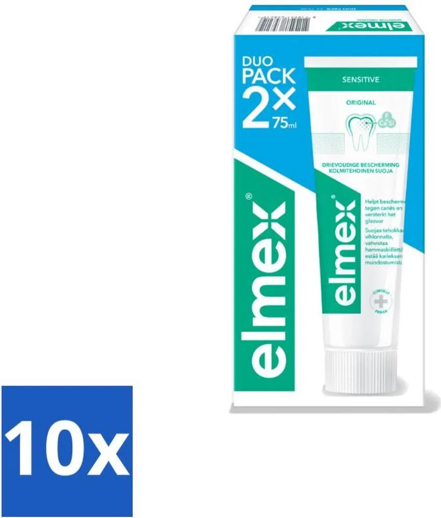 Dentifricio Elmex Sensitive Duo Pack 2x75ml - 10 Pezzi Scorta Risparmio