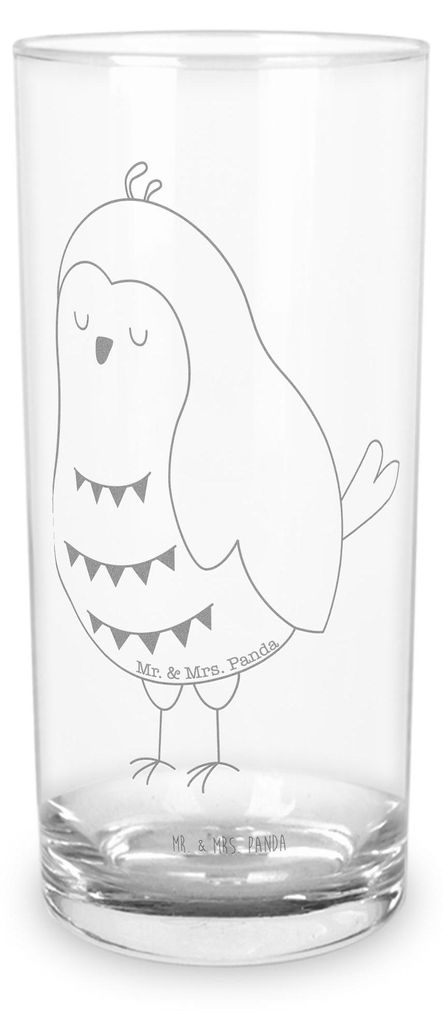 Mr. & Mrs. Panda Cocktailglas Eule Zufrieden 400 ml - Transparent - Geschenk, Longdrinkglas, Tumbler, Deko, Trinkglas, Hochzeitstag, Glas, Waldtier...