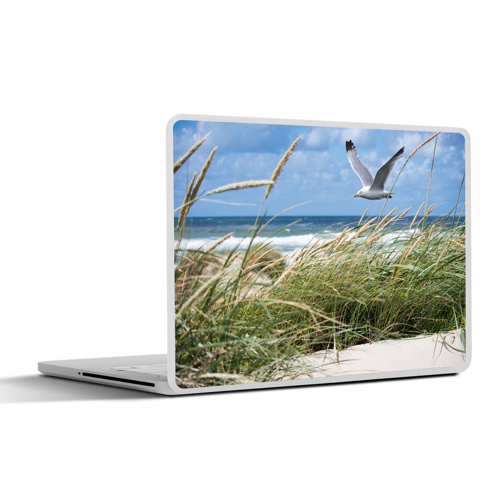 MuchoWow Laptop Aufkleber Sticker Cover Strand - Vogel - Pflanzen 32.5x23.5 cm - Sticker für Laptop - Selbstklebend