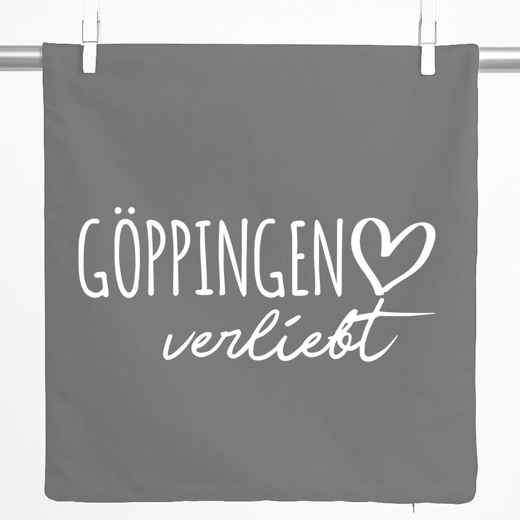 Huuraa Kissenbezug Göppingen verliebt 40x40cm Steel Grey Baumwolle Dekokissenbezug Geschenkidee