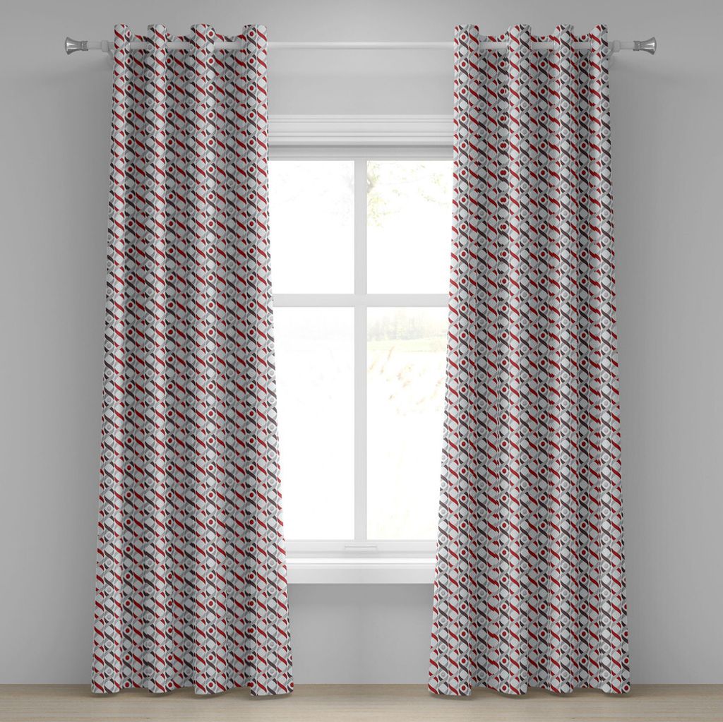 ABAKUHAUS Abstrakt Ösenvorhang, Tangled Wavy Ogee Linien vertikale DNA wie Grenzen mit runden Flecken, Dekorative 2-Panel-Fenstervorhänge, 280 cm...
