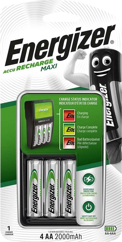 ENERGIZER Maxi ACCU HR6 POW battery charger + 2 AA 2000 mAh Immagine del prodotto 
