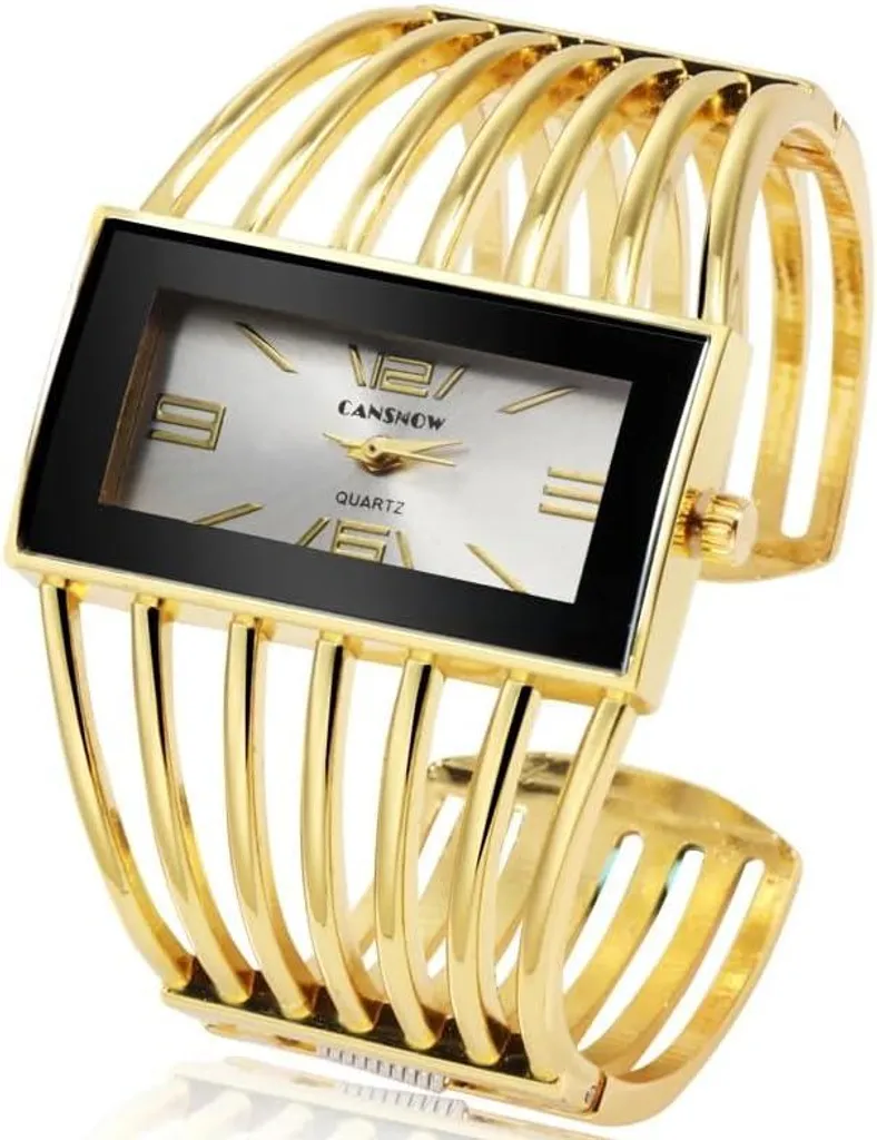 Orologio Donna Vintage Rettangolare Oro - Bracciale Maglia e Quarzo