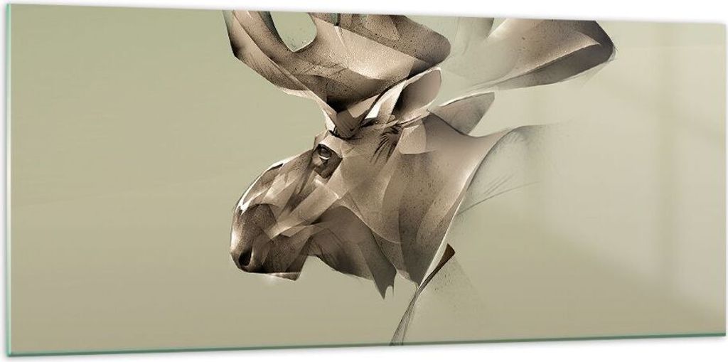 Bilder auf glas - Elch Abstraktion - 120x50cm - Glasbilder - Wandbilder - Kunstdruck - zum Aufhängen bereit - Wanddekoration aus Glas - Glas Bilde...