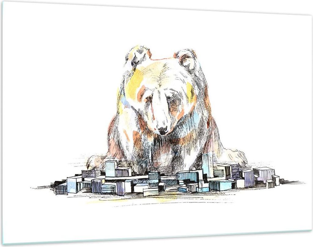 Bilder auf glas - Bär Spielzeug Spiel Illustration - 120x80cm - Glasbilder - Wandbilder - Kunstdruck - zum Aufhängen bereit - Wanddekoration aus ...