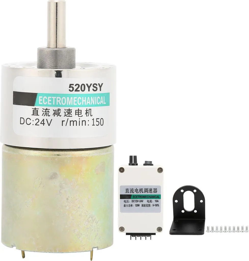 Moteur 24V réglable 150 tr/min avec rotation gauche/droite et support