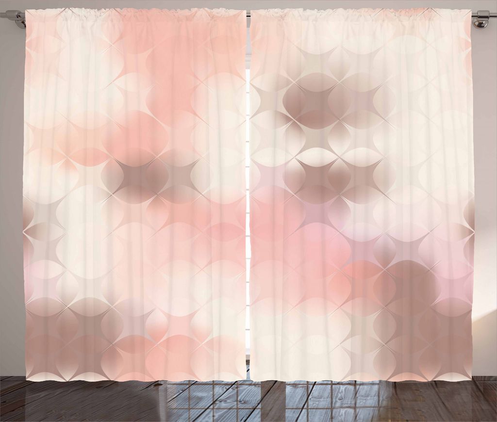 ABAKUHAUS Pfirsich Rustikaler Vorhang, Squares Moderne Kunst, Wohnzimmer Universalband Gardinen mit Schlaufen und Haken, 280 x 245 cm, Umbrabraun K...