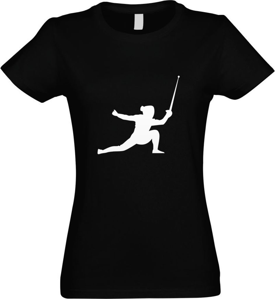 Kiwistar - T-Shirt tailliert - Damen - schwarz - Fechten Degen Fechter - mit Motiv Bedruckt - Funshirt Design - Sport - Freizeit - Damen - XXL