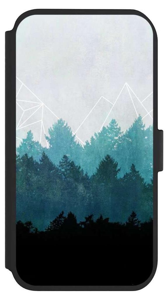 NIVOCASE Klapphülle für Apple iPhone 11 Handyhülle aus Kunst Leder NIVOflip schwarz Abstrakt Baum Wald