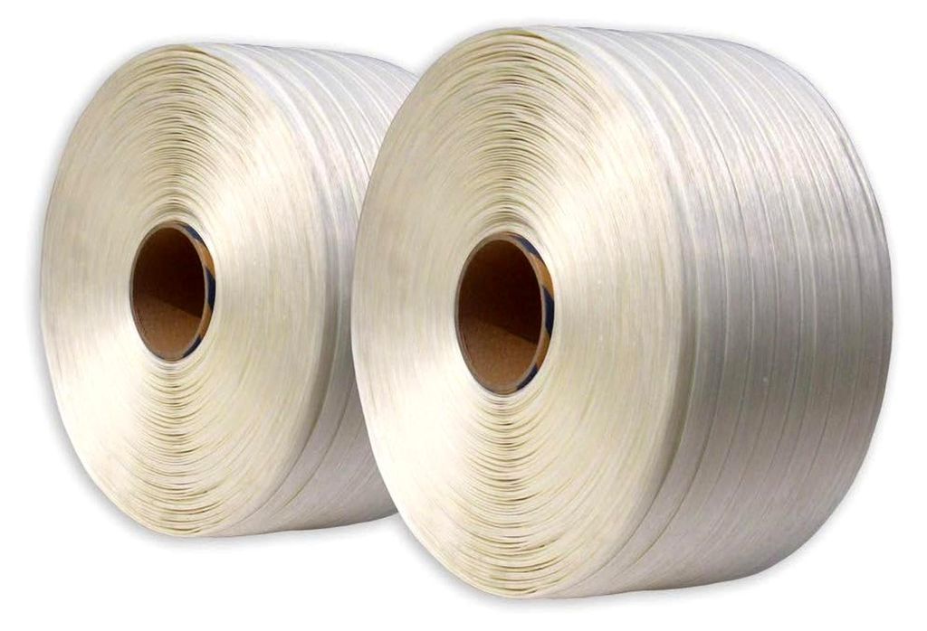 Umreifungsset mit 2 Rollen Umreifungsband 19 mm, 600 m und 300 Metallverschlussklemmen sowie Bandspanner