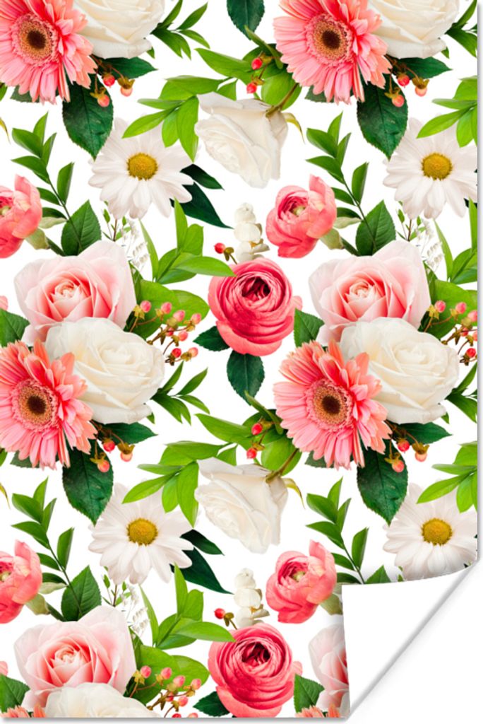 MuchoWow Poster Blumen - Rosen - Collage 120x180 cm - Kunstposter