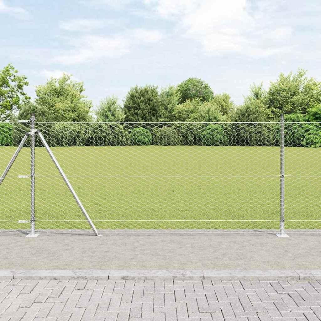"2026 Promotion" Forstzaun - Zaunpfosten - Silber 10x0,8 m (36 mm Mesh) Stahl - Metallzäune CC19300