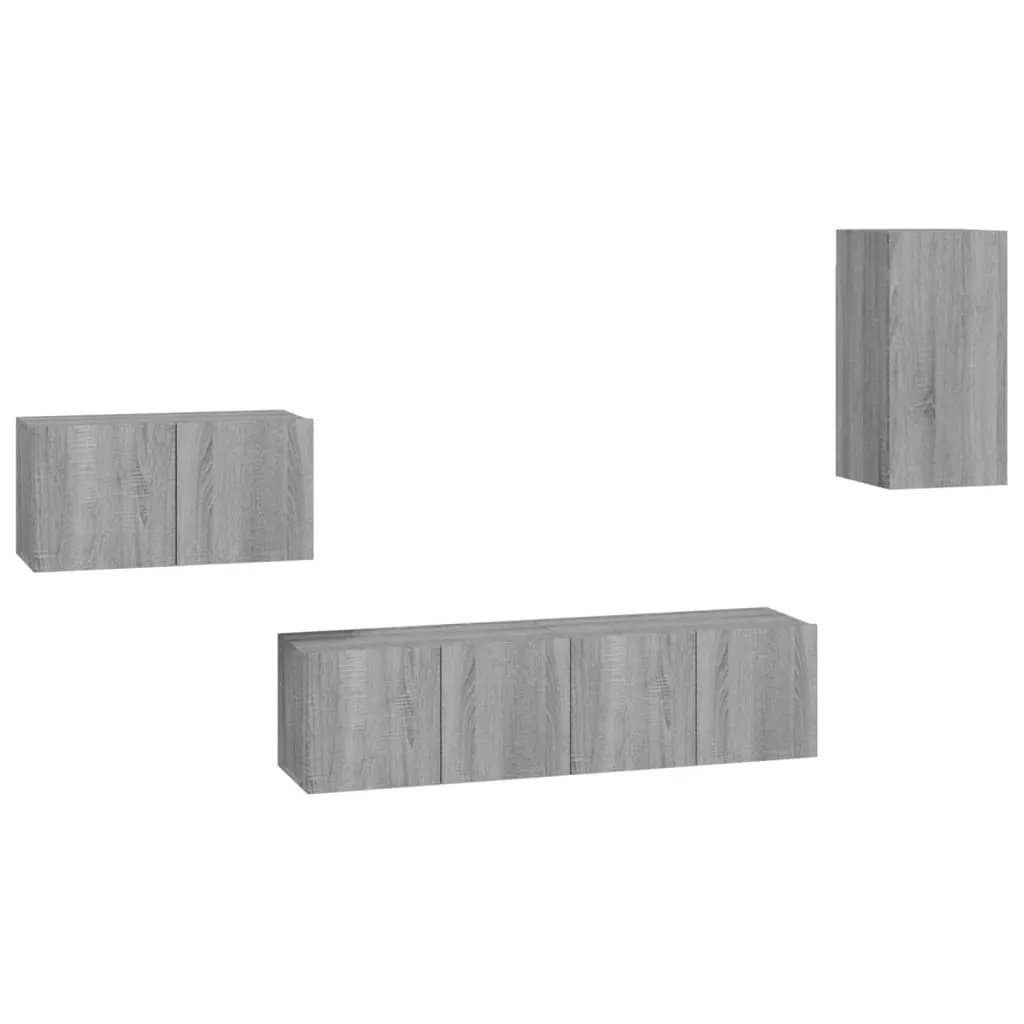 vidaXL Set di mobili TV 4 pezzi in legno grigio Sonoma