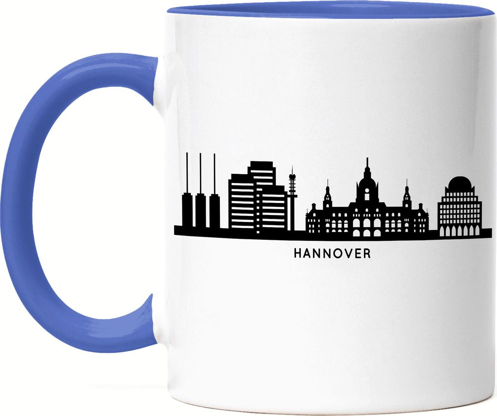 HANNOVER Skyline Tasse Blau Souvenir Andenken Deutsche Großstädte Motiv Stadt Silhouette Geschenkidee Umzug