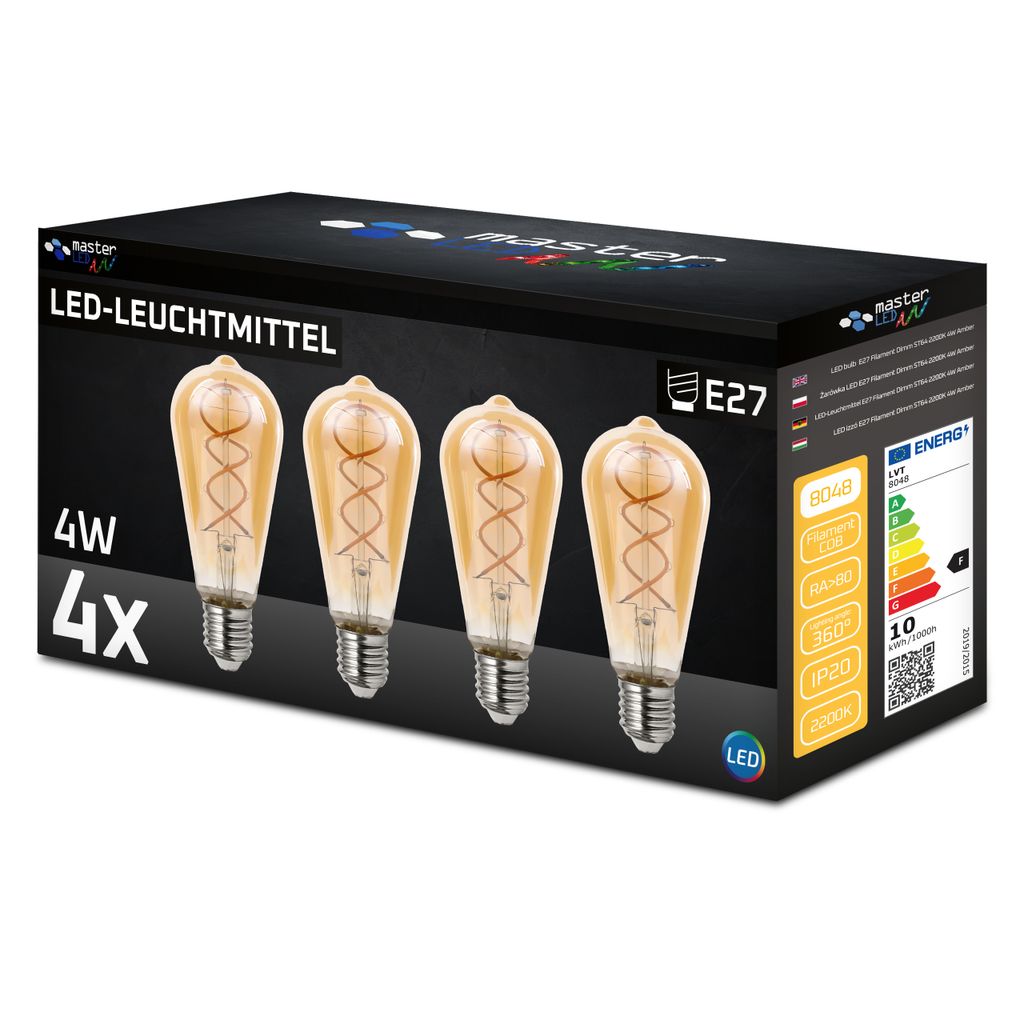 MasterLED E27 ST64 Filament LED - 4W 400lm - Leuchtmittel - Produktbild 