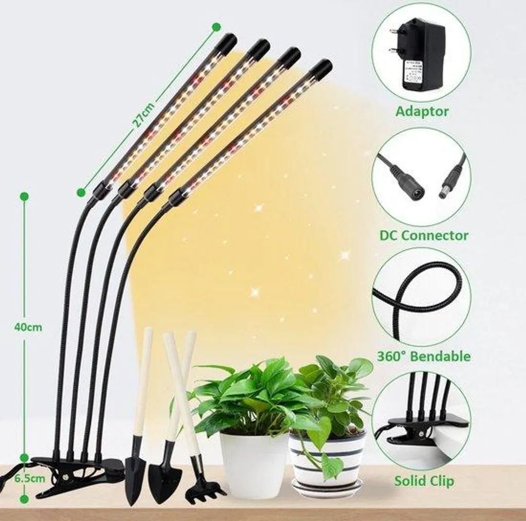 Lampe LED pour potager d'intérieur et semis avec minuterie intelligente