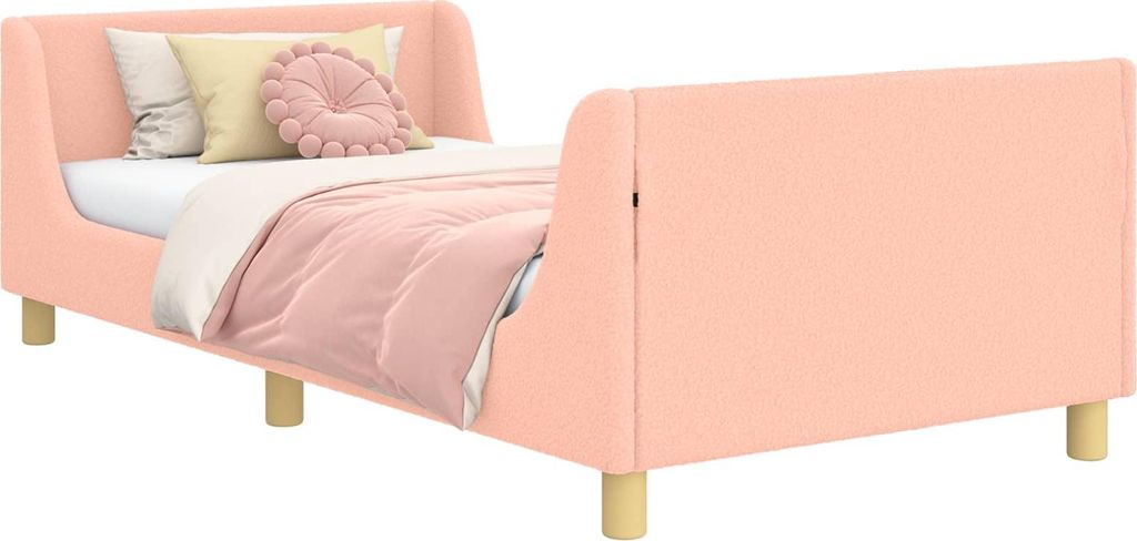 Kinderbettgestell mit Kopfteil Rosa 80 x 200 cm Bouclé