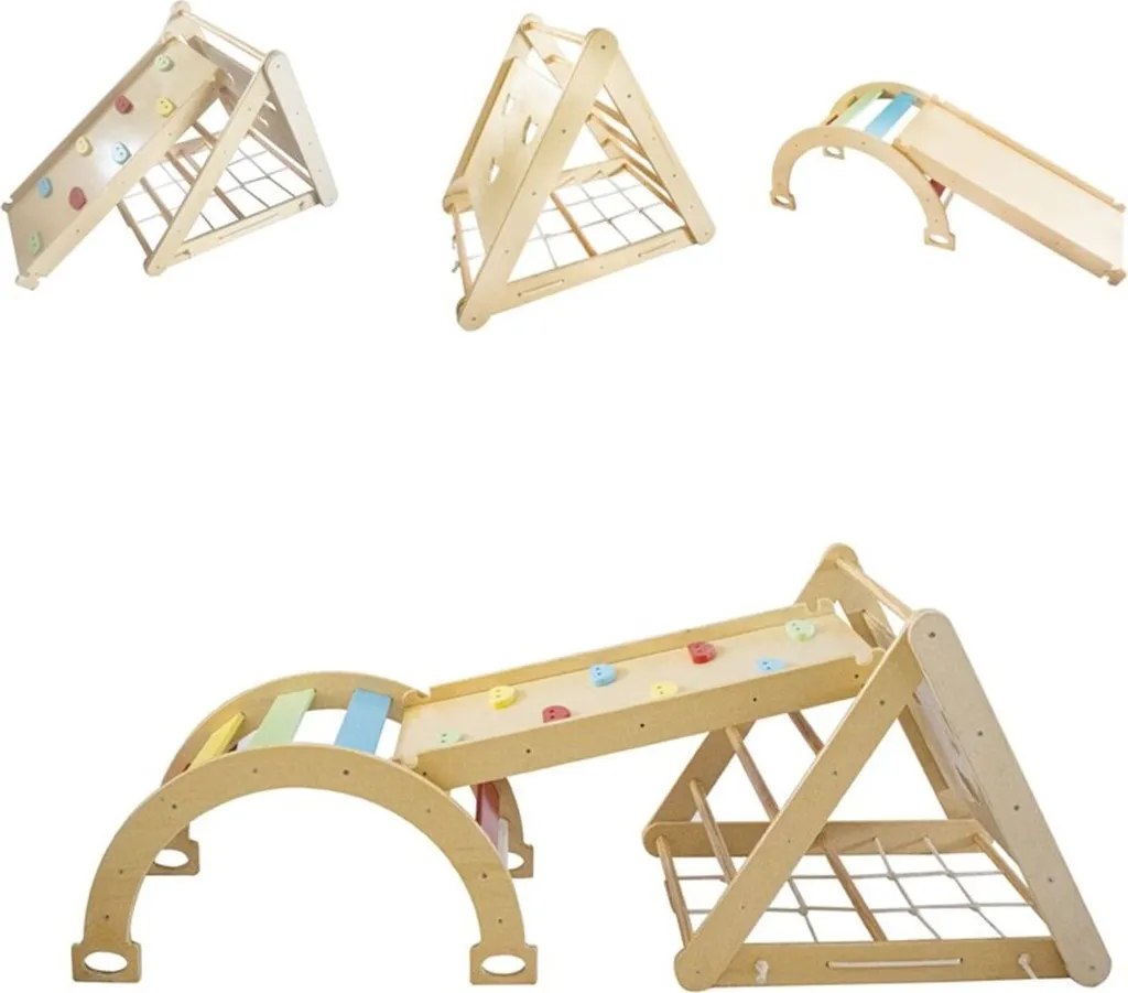 Structure de Jeux Intérieure 6 en 1 en Bois Marron : Stop à l'Ennui !