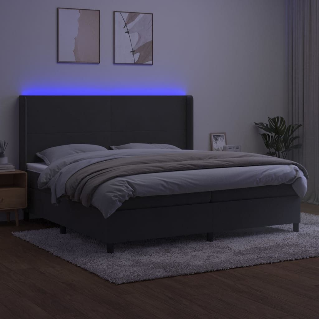 Maison Exclusive - Boxspringbett mit Matratze & LED Dunkelgrau 200x200 cm Samt