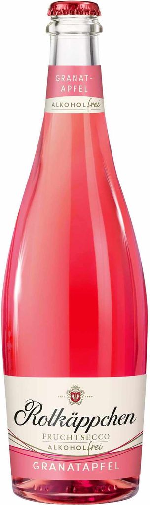 A bottle of Rotkäppchen Fruchtsecco Granatapfel alkoholfrei.