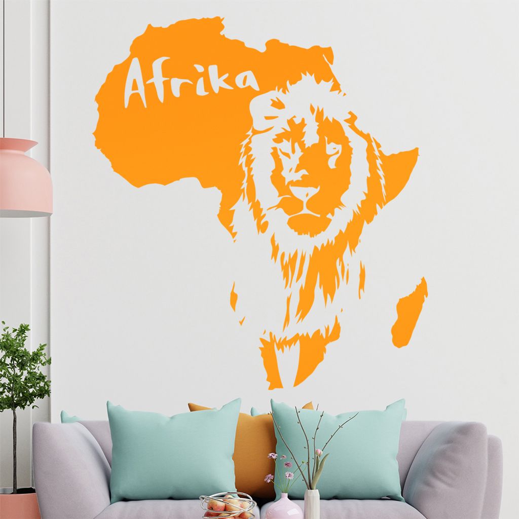 KIWISTAR Löwe u. Schriftzug Afrika Wandtattoo in 6 Größen - Wandaufkleber Wall Sticker - Dekoration, Küche, Wohnzimmer, Schlafzimmer, Badezimmer
