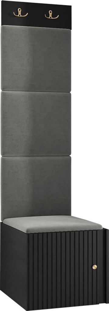 MIRJAN24 Garderoben-Set Orion Ryfel Slim XXII, Schuhschrank 1D, Kleiderhakenbrett, 4x Paneel 42x42, 2 Kleiderhaken für Kleidung, Metallgriffe (Far...