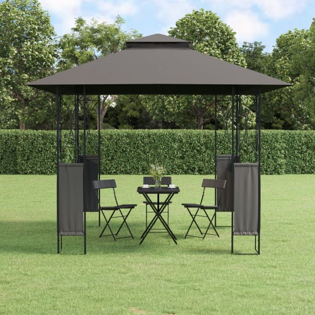 The Living Store Pavillon mit Dach Anthrazit 300x300x270 cm Stahl