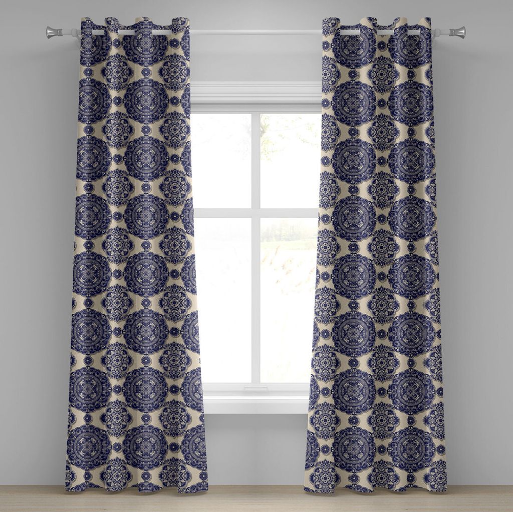 ABAKUHAUS Mandala Ösenvorhang, Dekoratives Blumen-Muster-Schatten-Effekt-königliches Retro- Wiederbelebung-mittelalterliches exotisches, Dekorati...