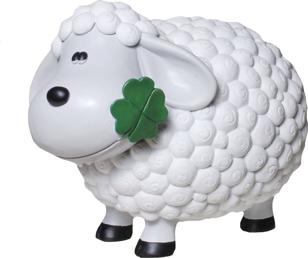 Dekofigur Schaf Weiss mit Kleeblatt 33cm x 23,5 cm x 22cm Produktbild 