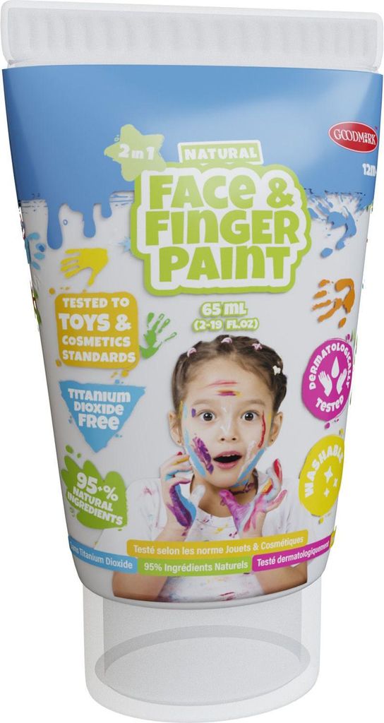 Natural Face & Finger Paint - 65 Ml Tube Weiß, Weiß, Nicht toxisch, Waschbar, 65 ml