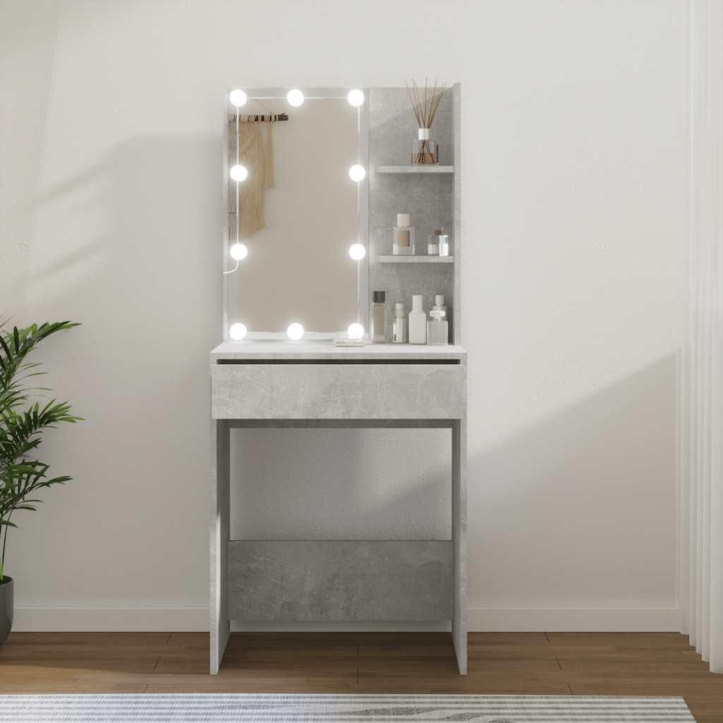 vidaXL Coiffeuse avec LED gris béton 60x40x140 cm Image du produit 