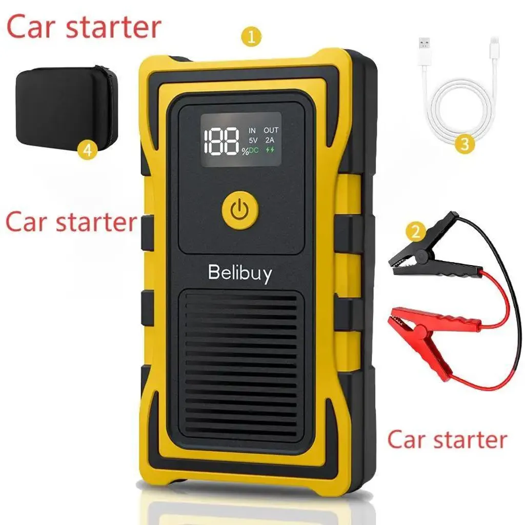 Démarreur de secours portable pour dépannage batterie et gonflage pneu
