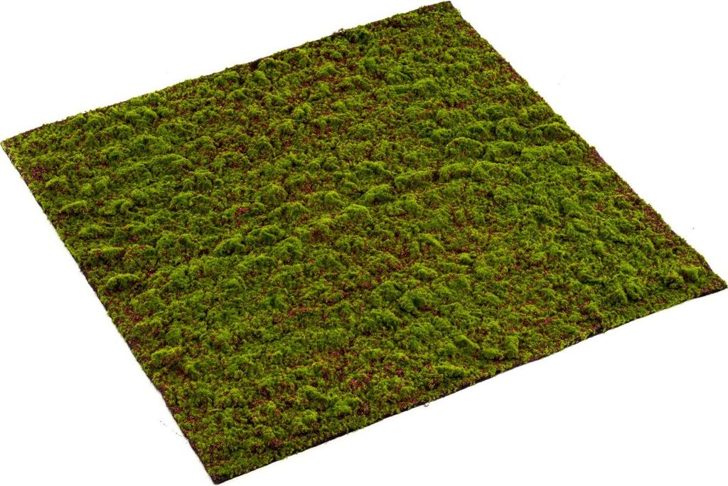 artplants.de Kunst Laubmoos Matte Vlies Fermin, grün, 100x100cm - Moosteppich künstlich/Seidenpflanze