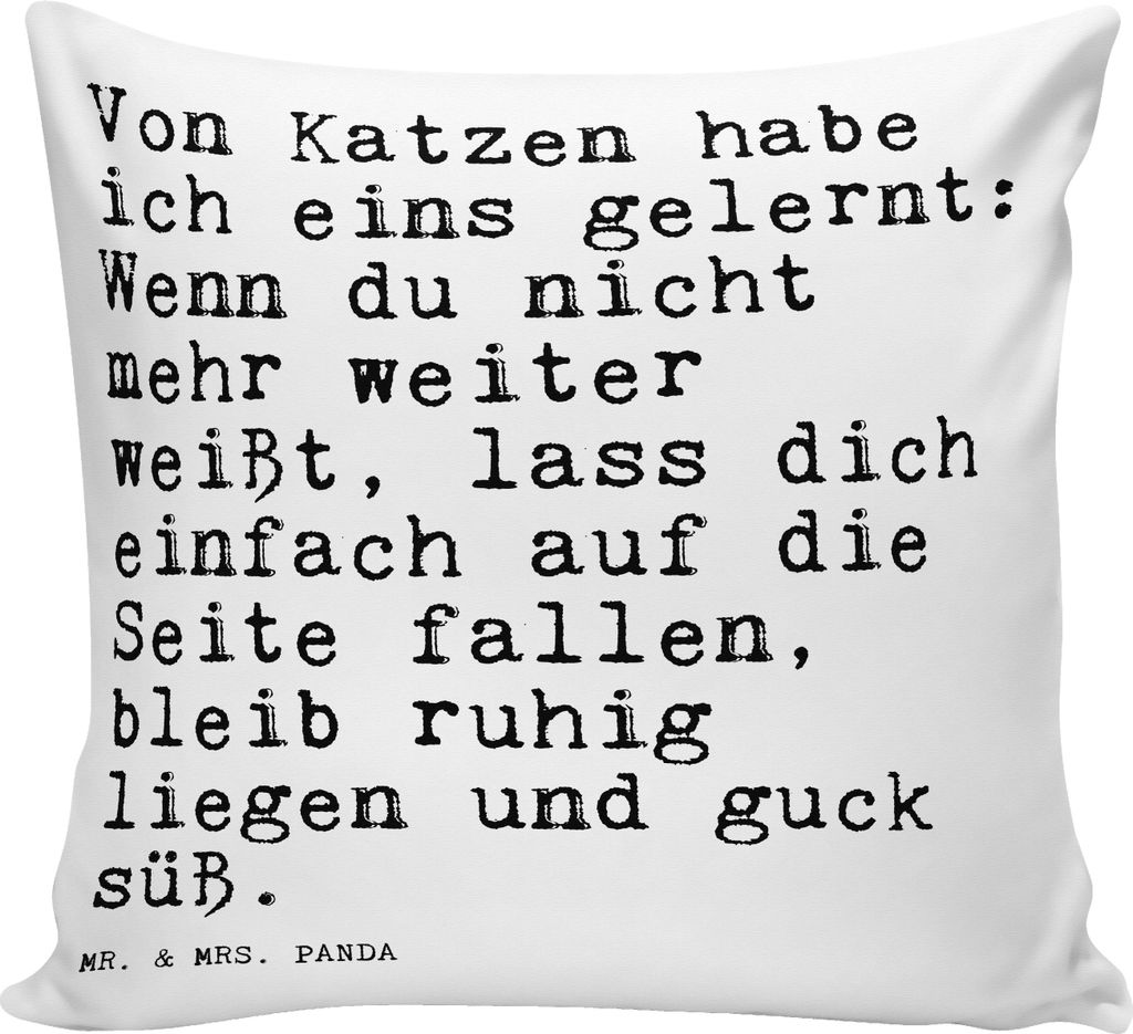 Mr. & Mrs. Panda Kuschelkissen Von Katzen habe ich... - Weiß - Geschenk, Tiger, Polster, kissen bedruckt, 40x40, Mikrofaser, Lounge, Freundin, Woh...