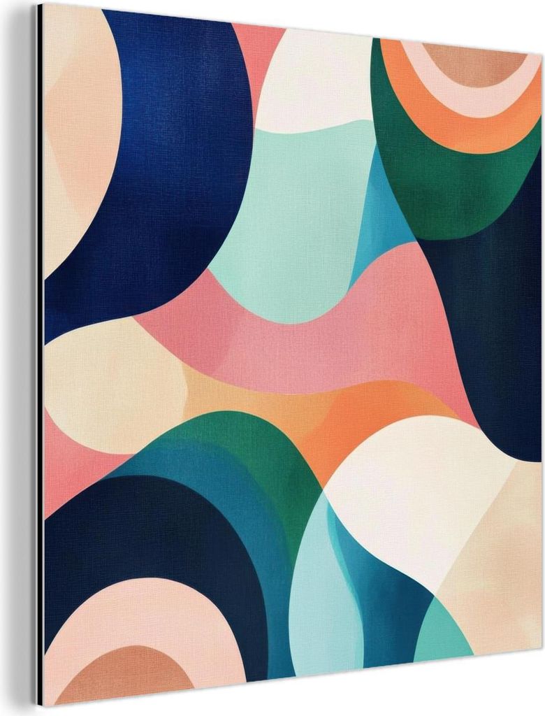 MuchoWow Wanddekoration Metall Metallbild Wandkunst 50x50 cm Abstrakt - Blau - Rosa MuchoWow Aluminium Gemälde - Alubild - Industrial