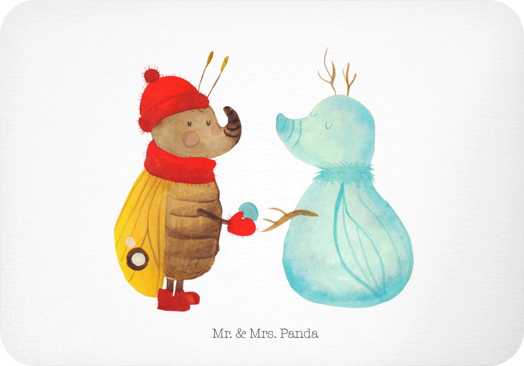 Mr. & Mrs. Panda magnet Nachtfalter Schneemann - Weiß - Geschenk, Winterzeit, Winter, Kühlschrankmagnet, Weihnachtsgruß, haftmagnet, whiteboardm...