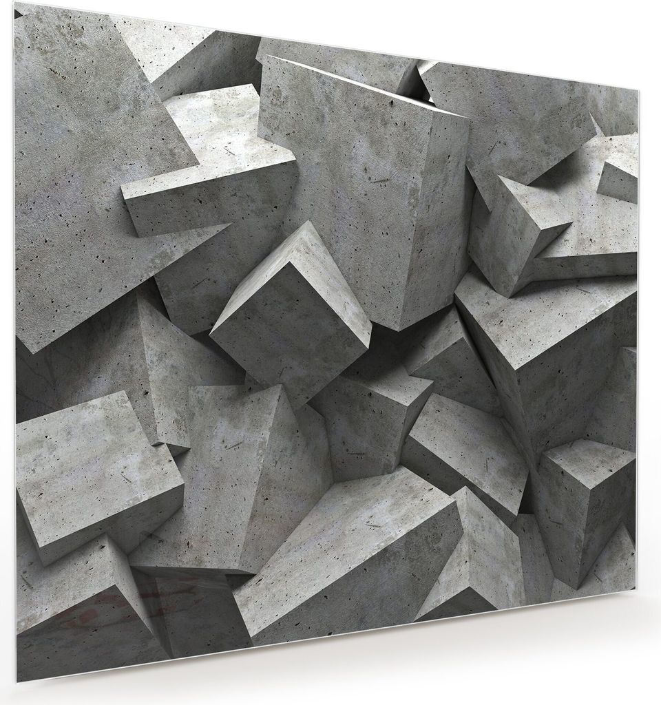 Glasbild Wandbild 3D Würfelwand 60x50cm in XXL für Wohnzimmer, Schlafzimmer, Badezimmer, Flur