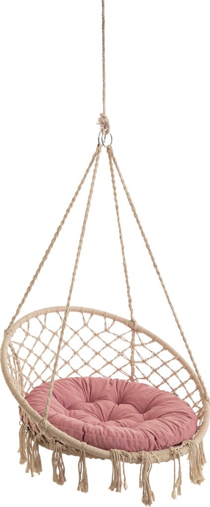 Velvet Kissen für Hängesessel, Sitzkissen für Stuhl, Hängekorb Sessel, Indoor Kissen, Waschbar Auflage, Rund, Swing, Schaukelkissen, Rosa, 65 cm