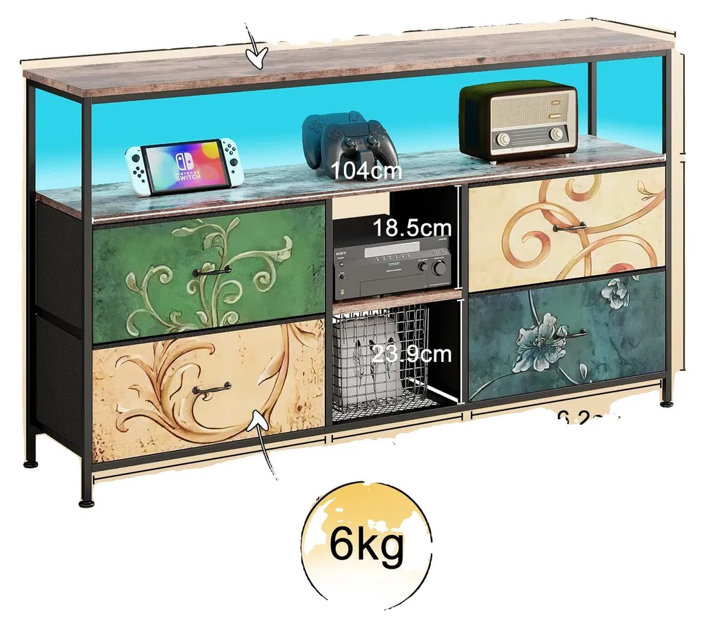 Buffet de rangement bas avec étagères ajustables 108 cm bois clair