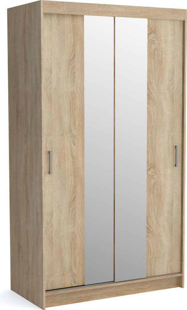 Masseno Schiebetürenschrank NICOLA 120/215/60 cm 2-türig Schlafzimmer Schrank Kleiderschrank Sonoma Eiche
