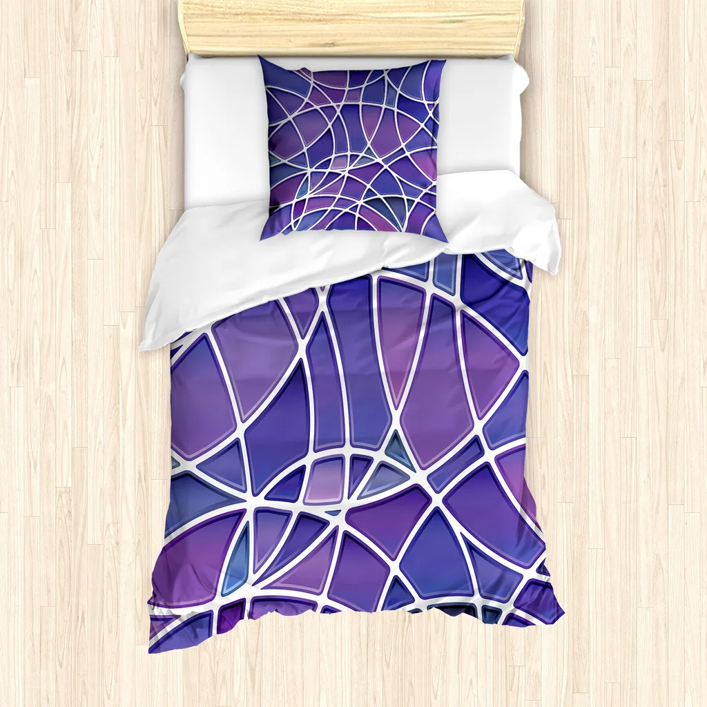 Set Copripiumino ABAKUHAUS Singolo 135x200 Moderno Viola Blu Bianco