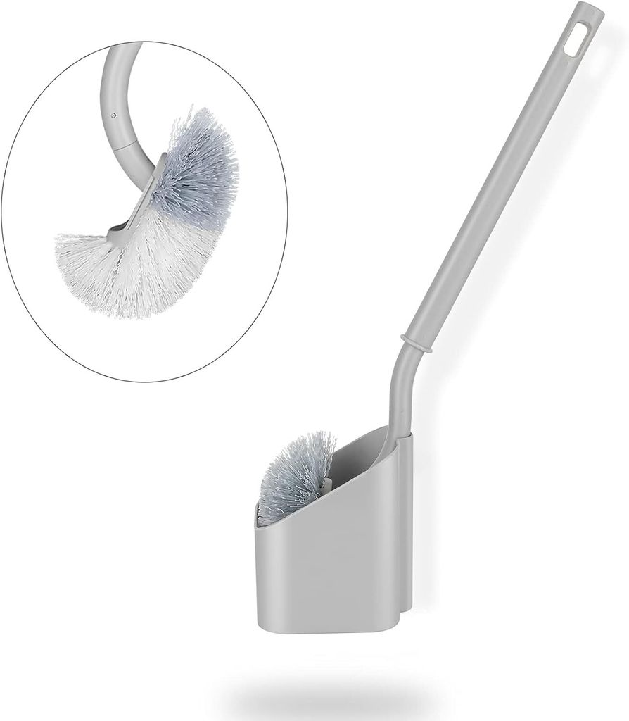 WC-Bürste mit Halter,Badezimmer-Reinigungsbürsten,langlebige Borsten,gebogener Griff,tiefe Reinigung Toilettenbürste