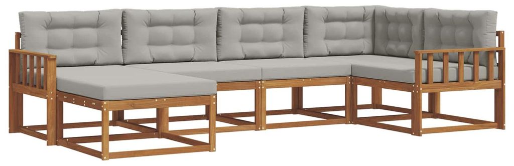 vidaXL Outdoor-Sofagarnitur mit Kissen 6 pcs Natürlich und Hellgrau
