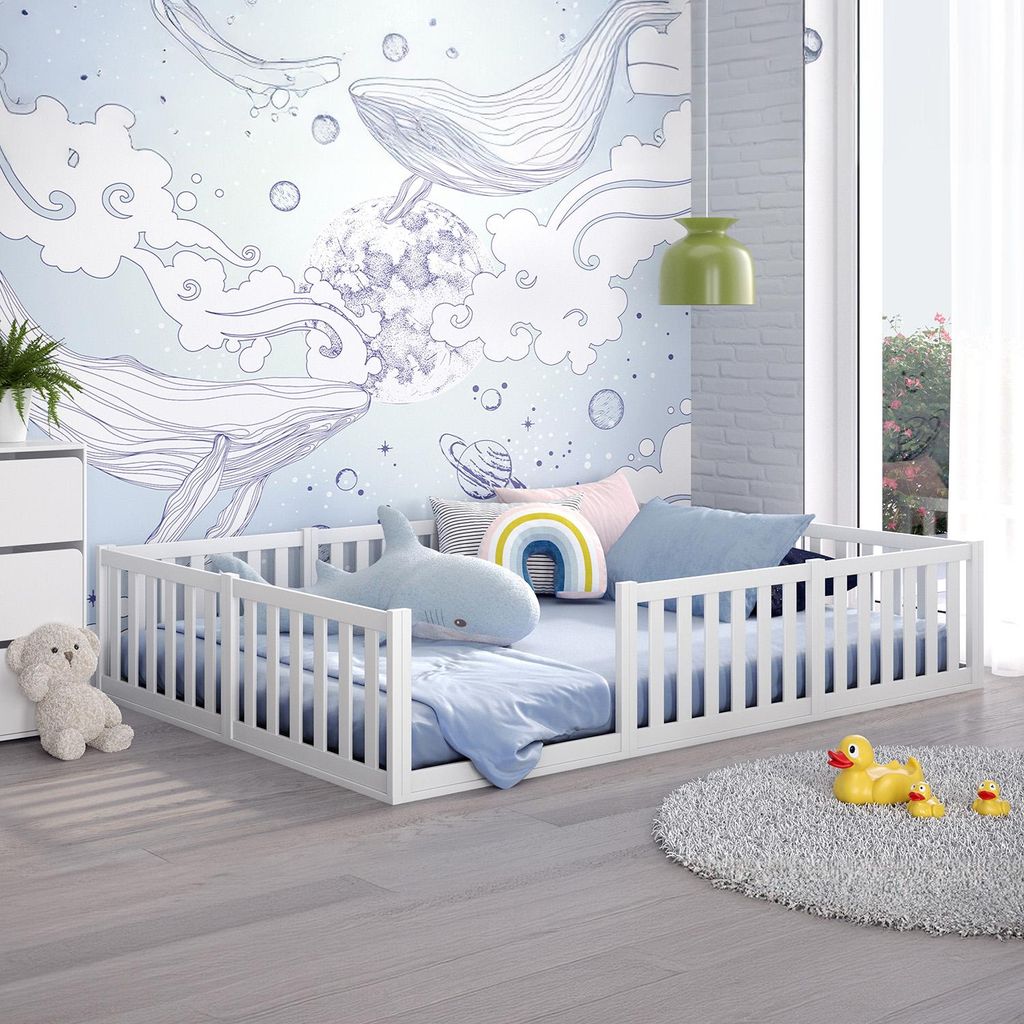 CADANI Teso Bodenbett 140x200 cm weiß Kinderbett, bis 200 Produktbild 