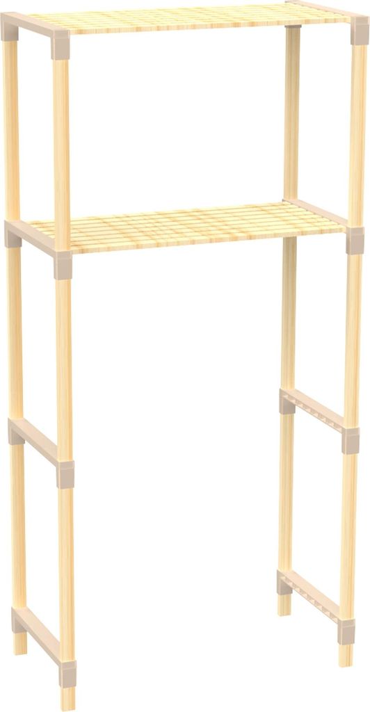 FixWood 2-stöckiges Waschmaschinenregal – Beige – Holzregal für Waschmaschine – Platzsparendes Badezimmerregal 127 cm – Buche-Optik – 3...