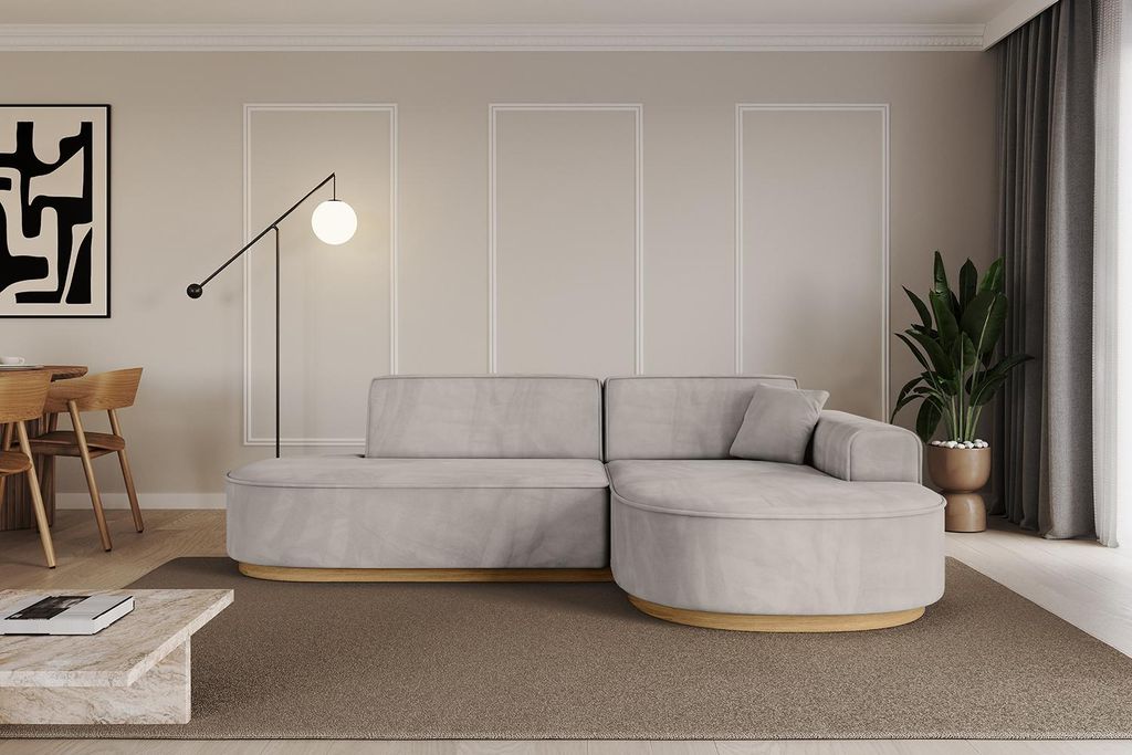 ALTDECOR Ecksofa in L-Form MARI-L1-v2 - 243x171x83 cm Hellbraun - Corner Sofa Bett Eckcouch Couch Wohnlandschaft Cauchsofa