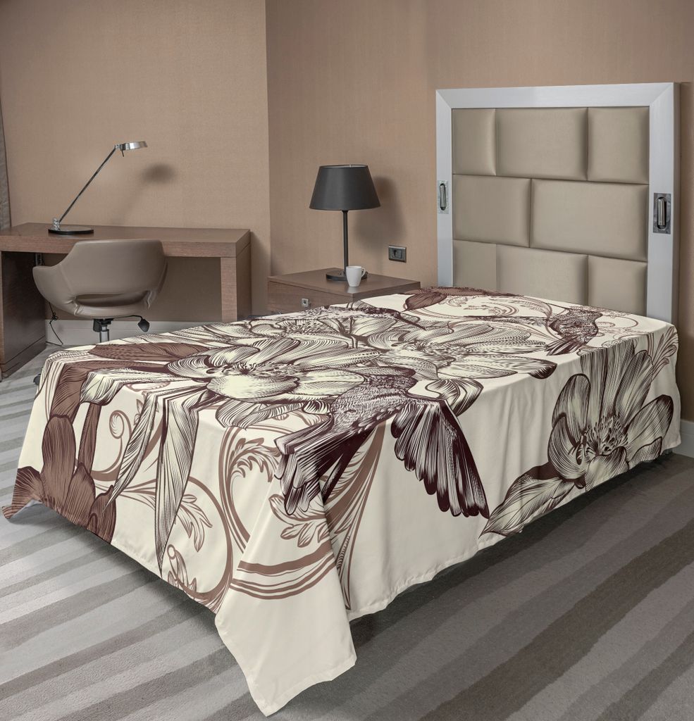 ABAKUHAUS Kolibri Bettlaken, Einhorn Goldfarbe Lässt Vögel Funkelnde Sterne Mond Mystic Fantasy Fairytale, weiches bequemes oberes Bettlaken für...