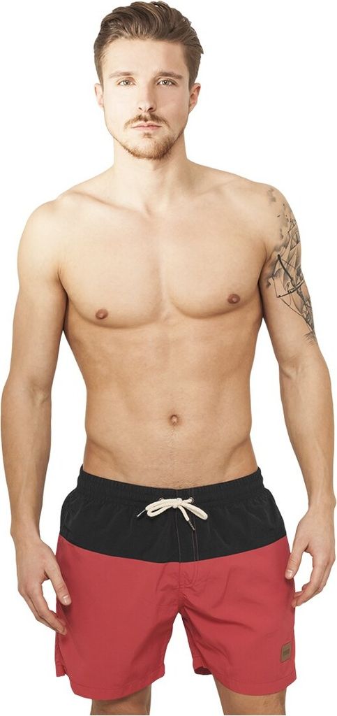 Urban Classics Badehose für Männer Shorts Thaczed schwarz rot L