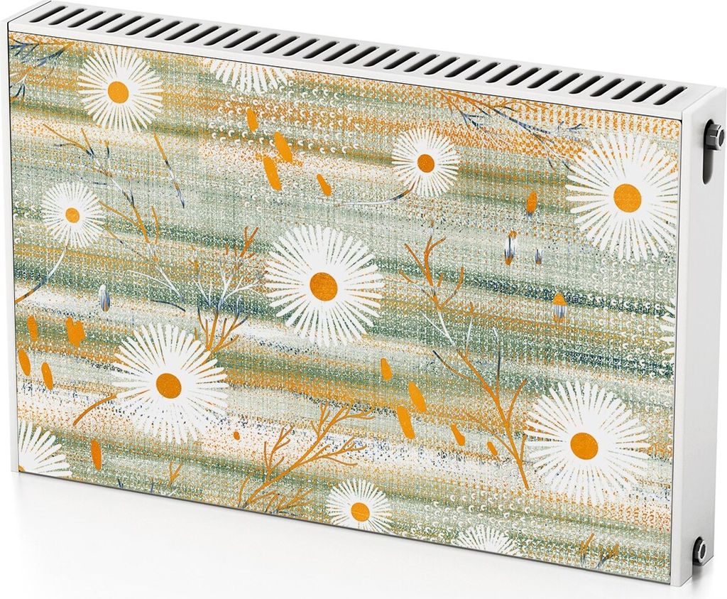 Gänseblümchenzweige – Magnetische Heizkörperabdeckung – 90x60 cm – Magnet Heizkörperabdeckung – 3D Würfel – Heizkörperverkleidung ...